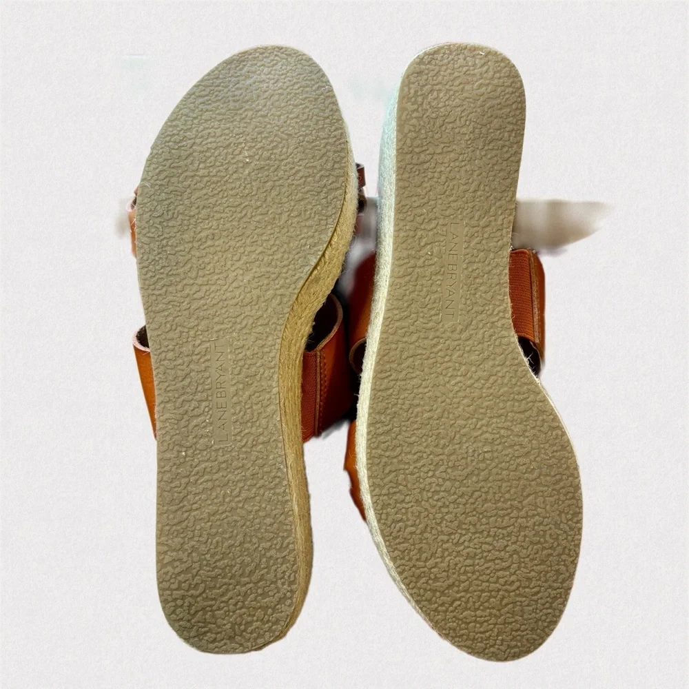 Lane Bryant Tan Espadrille Wedge Sandals Size 8 NWOT Braided Straps